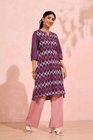 Purple Pure Cotton Ikat Kurta thumbnail image number null
