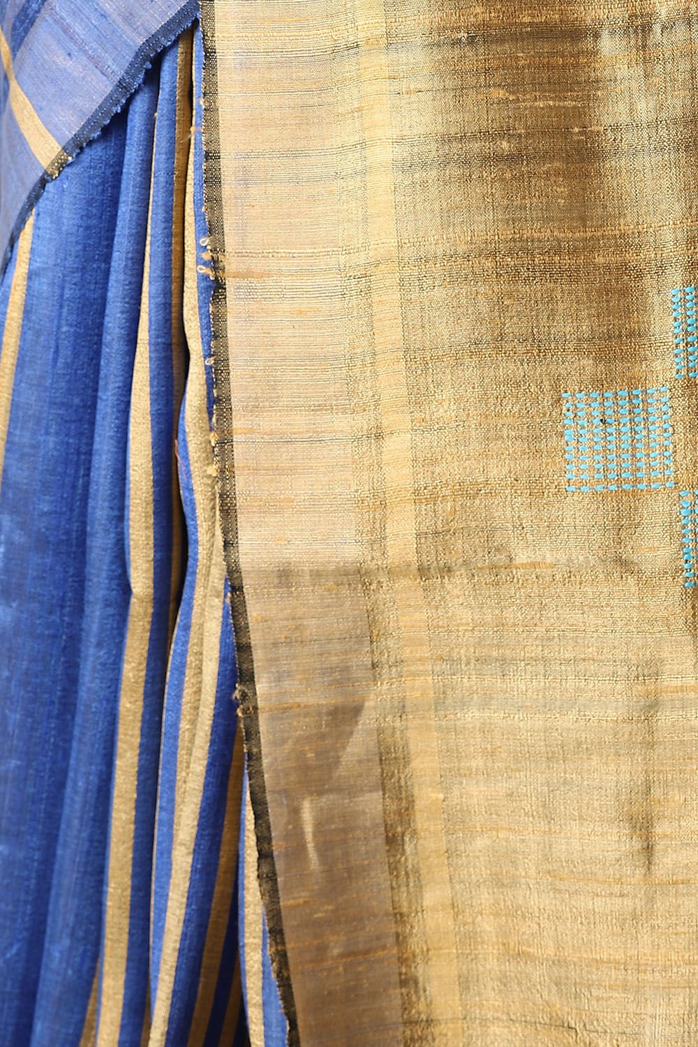 Dark Blue Pure Tussar Silk Bhagalpuri Saree image number null