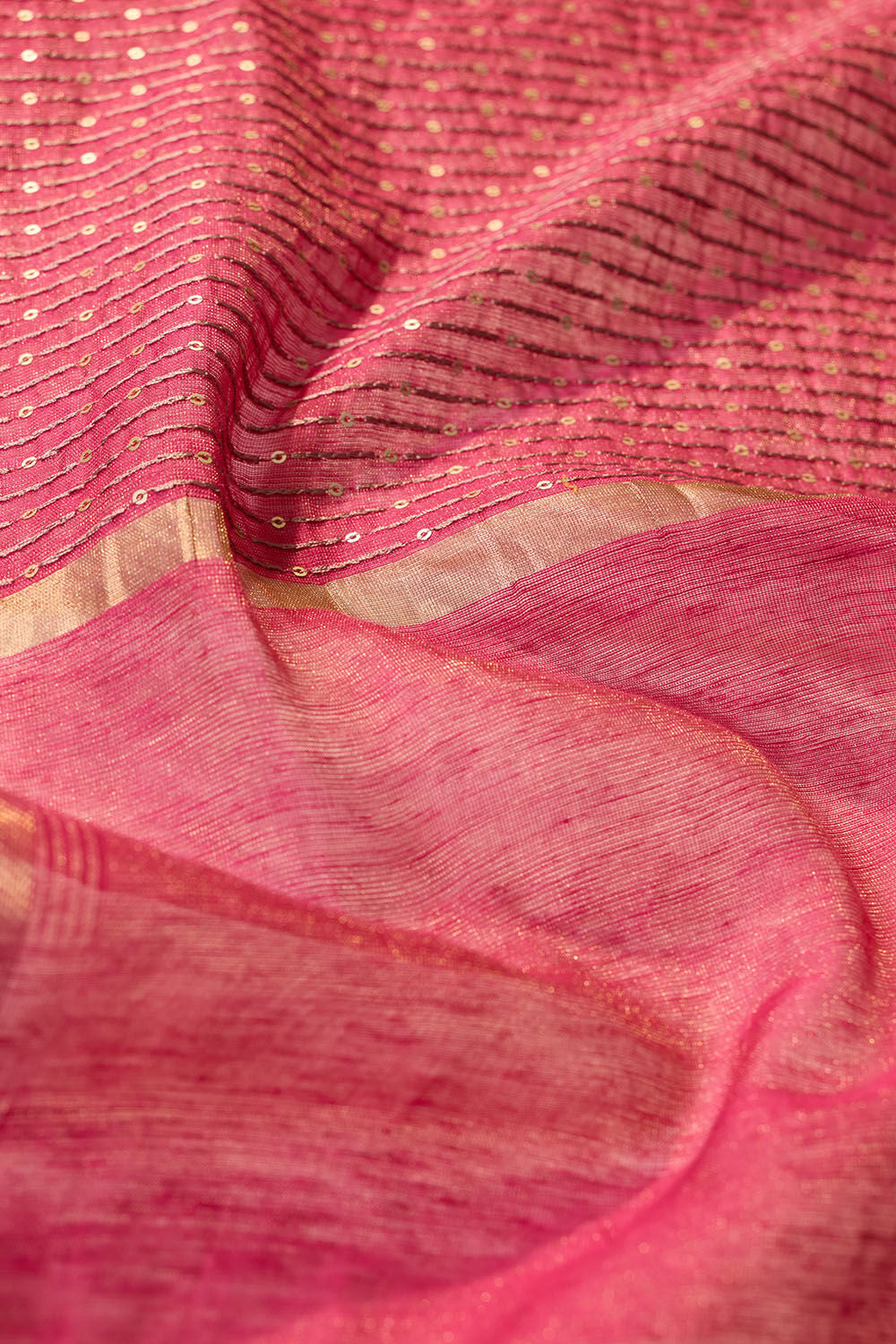 Dark Pink Tissue Lyocell Linen Embroidered Saree image number null
