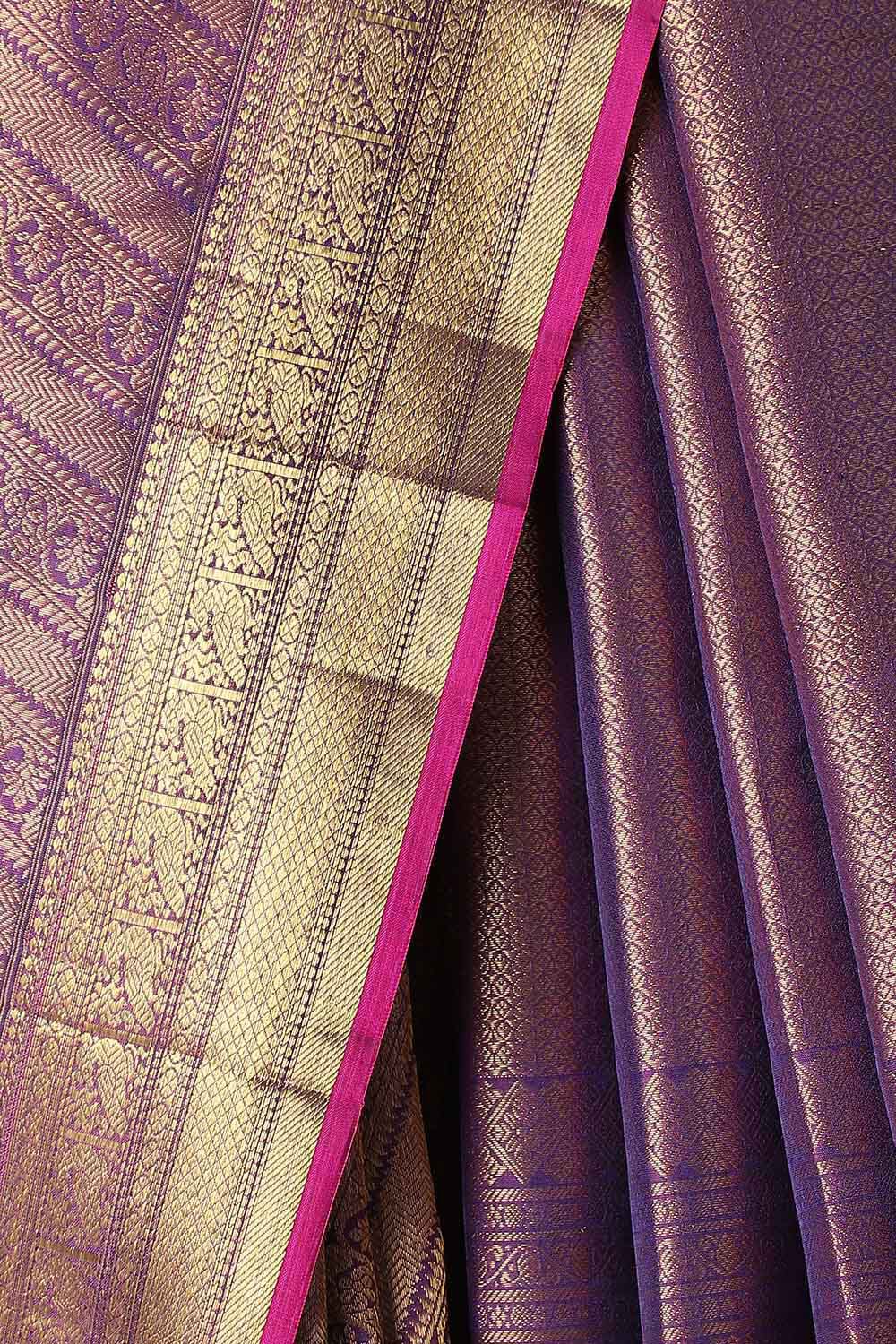 Purple Pure Silk Kanjivaram Saree image number null