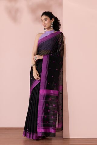 Black Chanderi Woven Pure Silk Cotton Saree thumbnail image number null