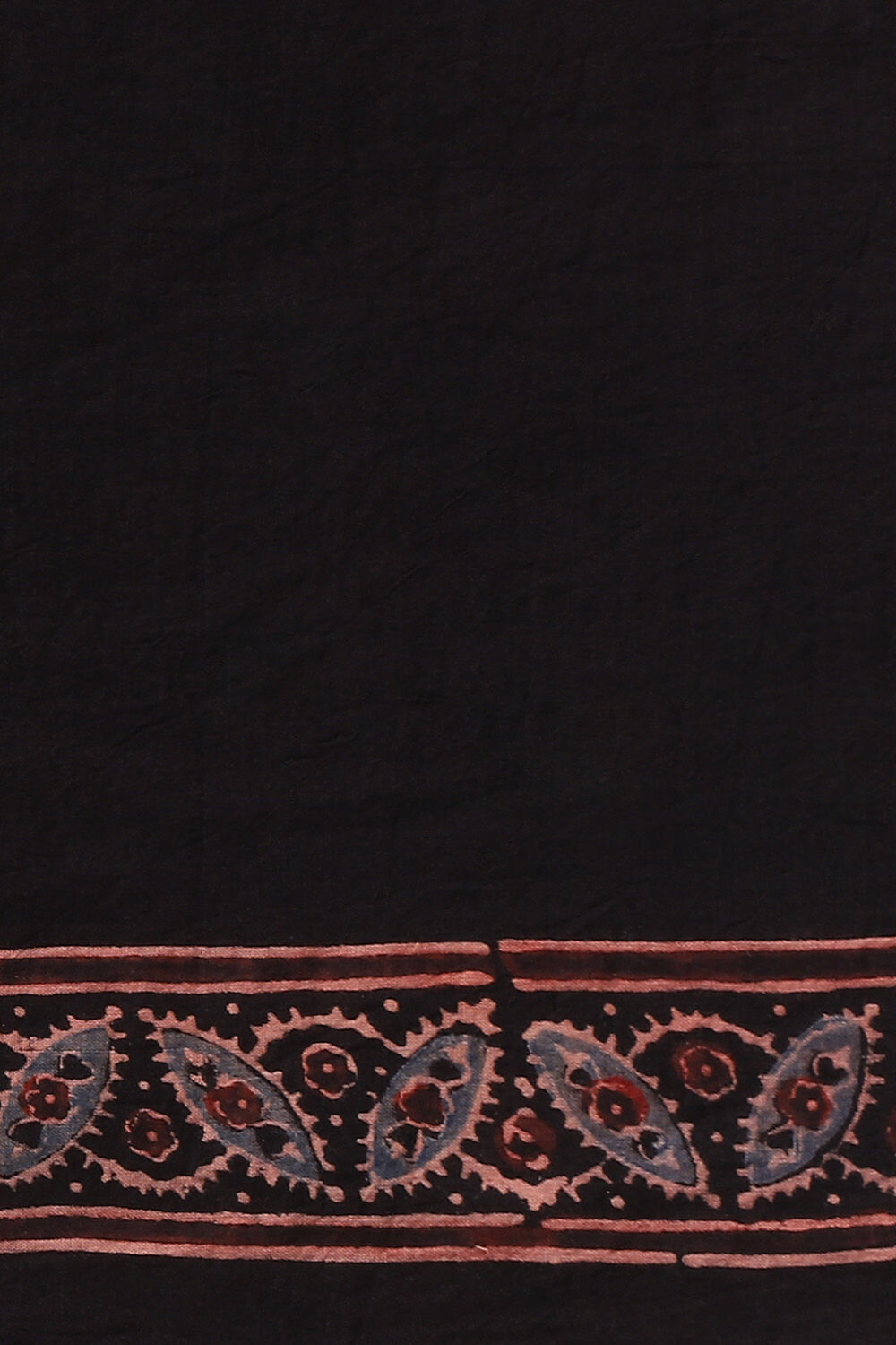 Black Pure Cotton Ajrakh Printed Saree image number null