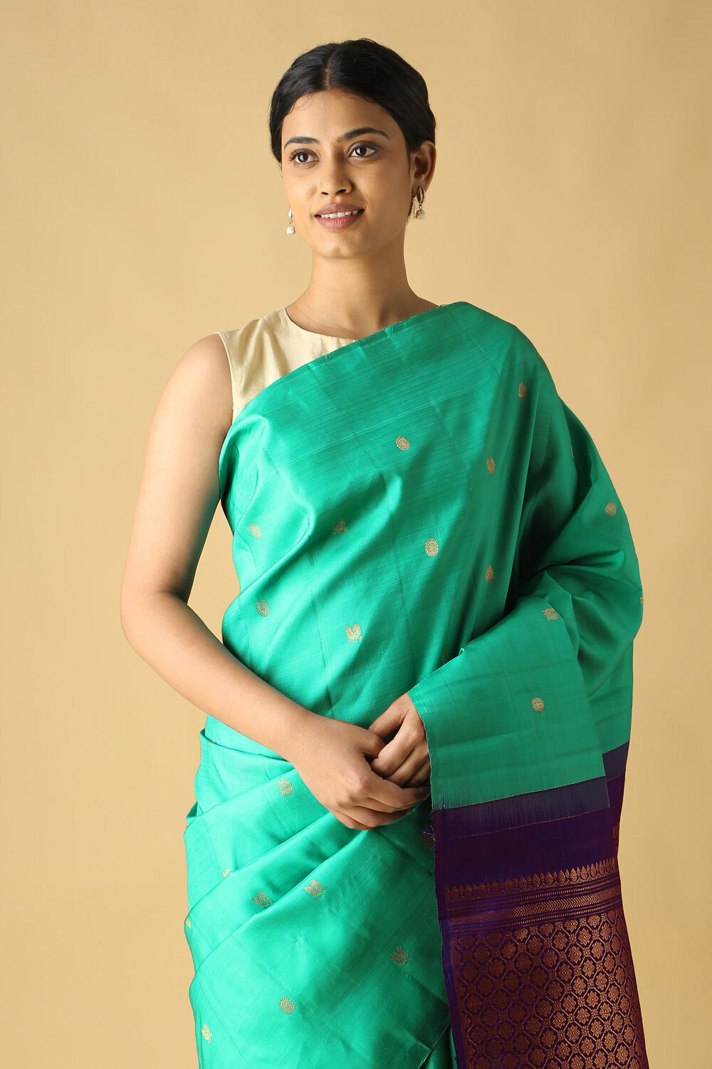 Light Green Pure Silk Kanjivaram Saree image number null