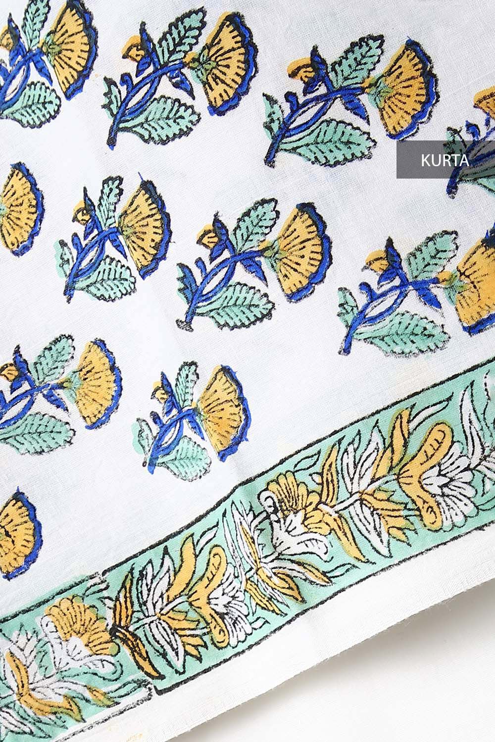 White Block Printed Cotton Suit image number null