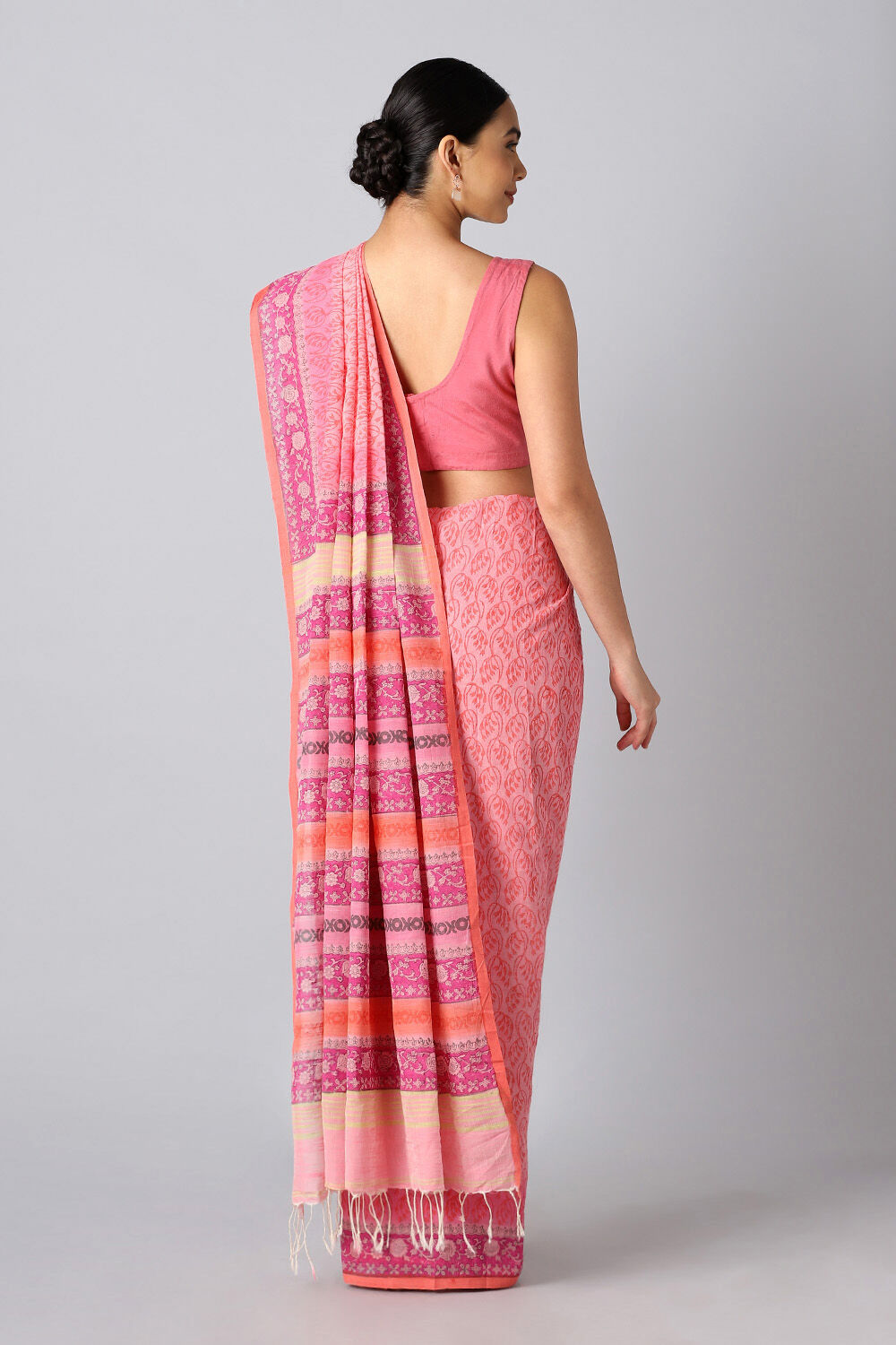 Pink Pure Cotton Printed Saree image number null