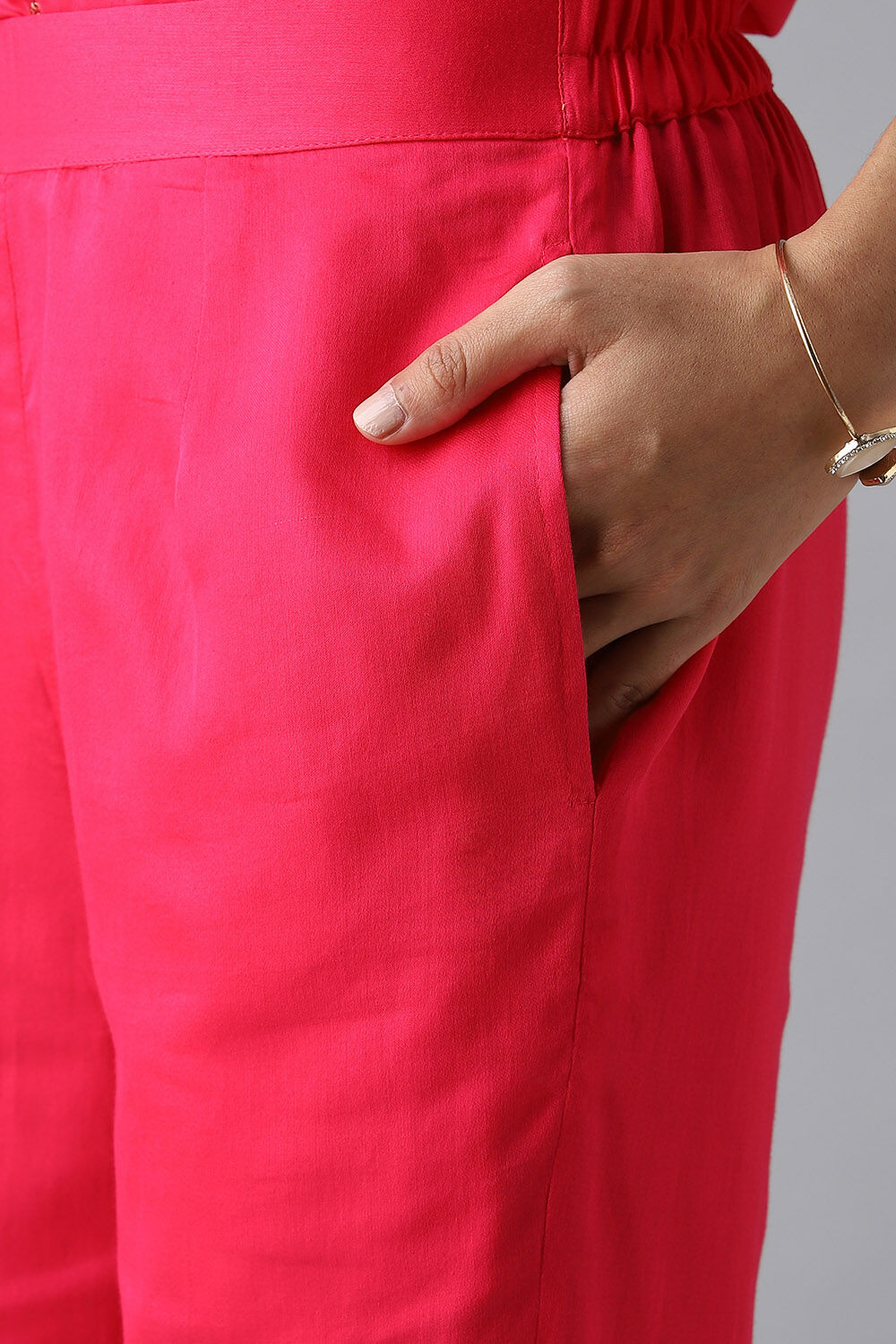 Pink Embroidered Viscose Kurta Set image number null