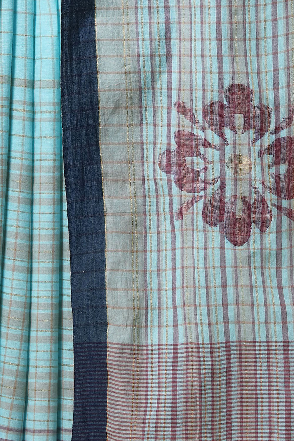 Light Blue Cotton Pure Khadi Jamdani Saree image number null