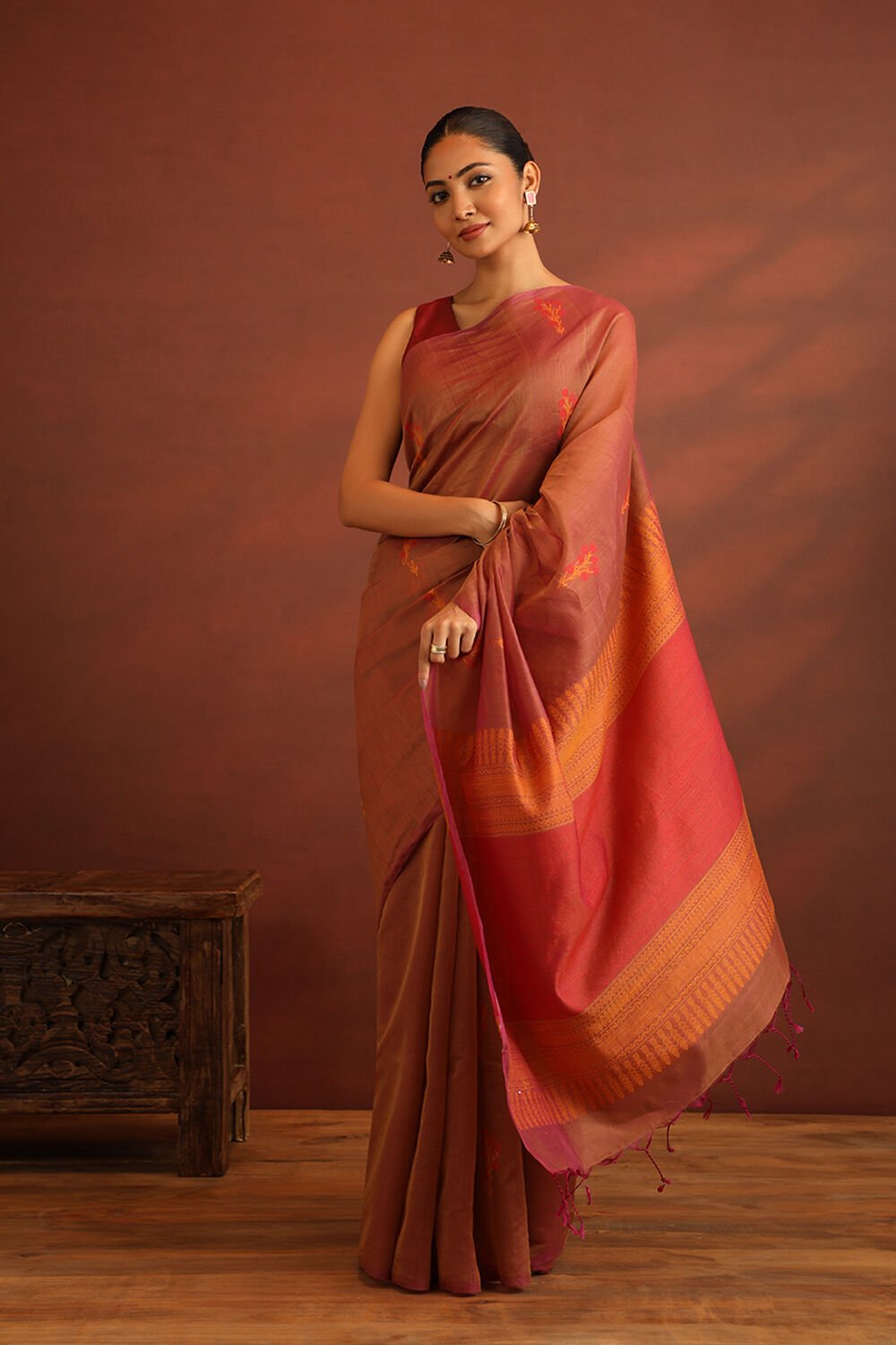 Purple South Pure Silk Cotton Woven Saree image number null