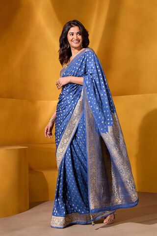 Blue Woven Viscose Crepe Saree thumbnail image number null