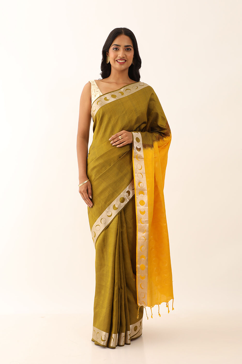 Yellow Pure Silk Woven South Saree image number null