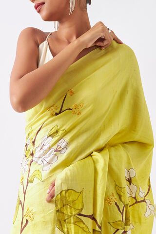 Light Green Pure Silk Hand Paint Saree thumbnail image number null