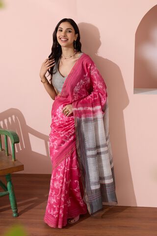 Pink Rajasthan Pure Silk Cotton Shibori Saree image number