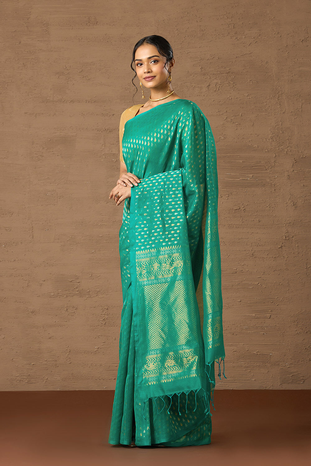 Blue Woven Pure Soft Silk Cotton Saree image number null