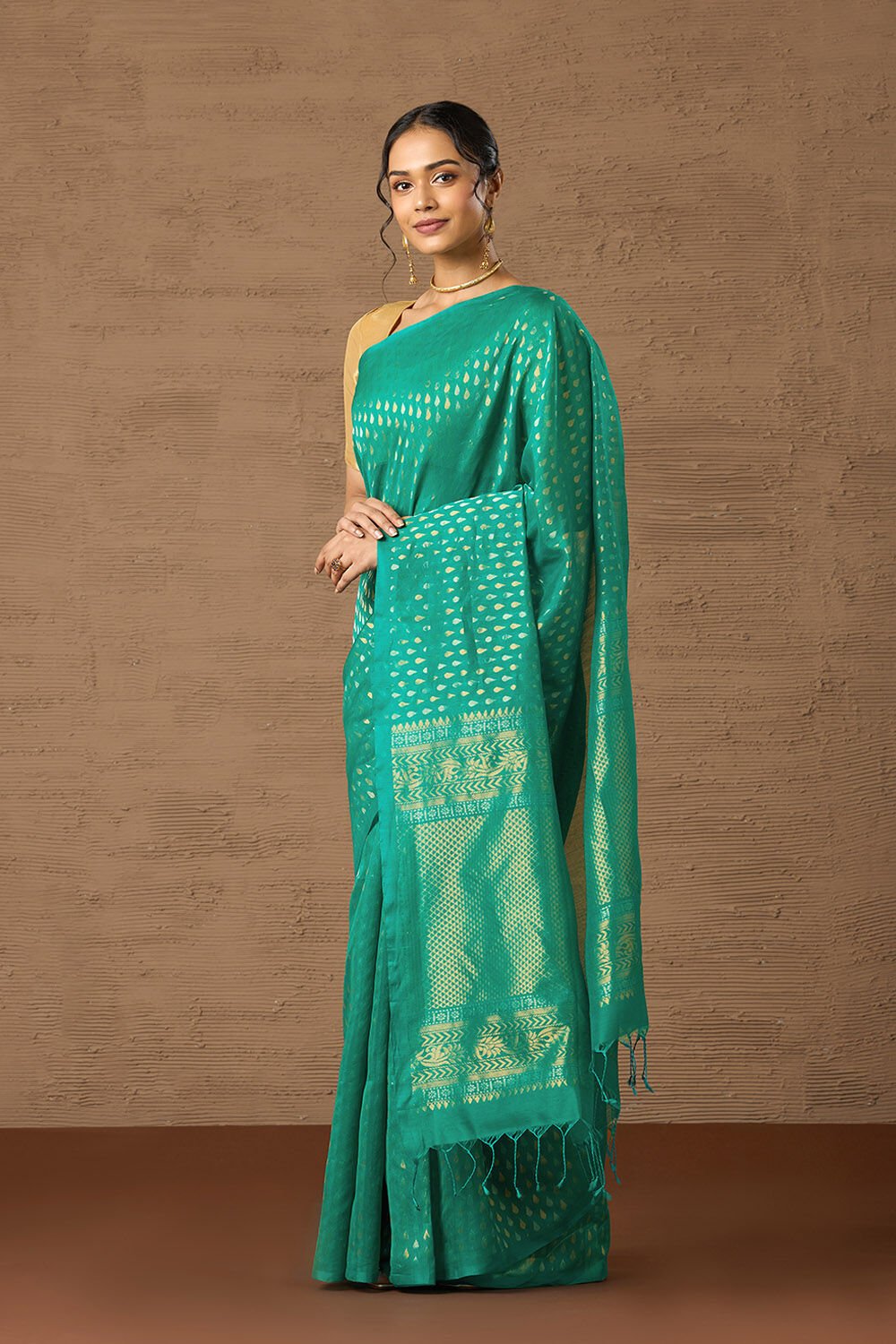 Blue Woven Pure Soft Silk Cotton Saree image number null