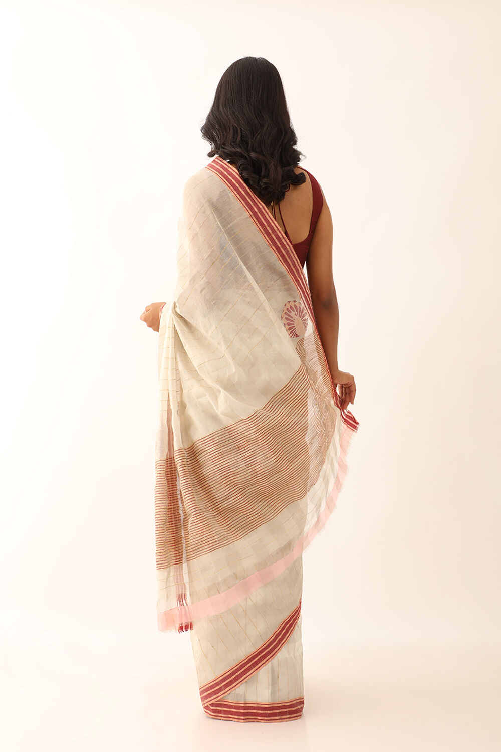 Off White Pure Silk Cotton Woven Chanderi Saree image number null