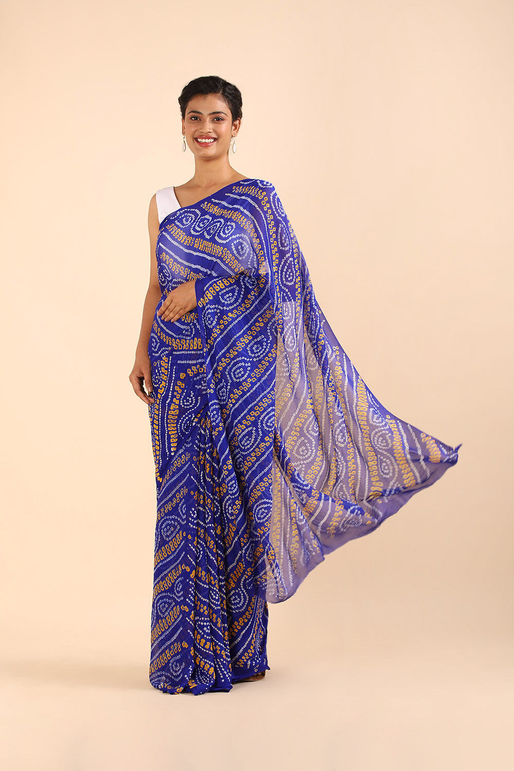 Purple Pure Georgette Bandhani Saree image number null