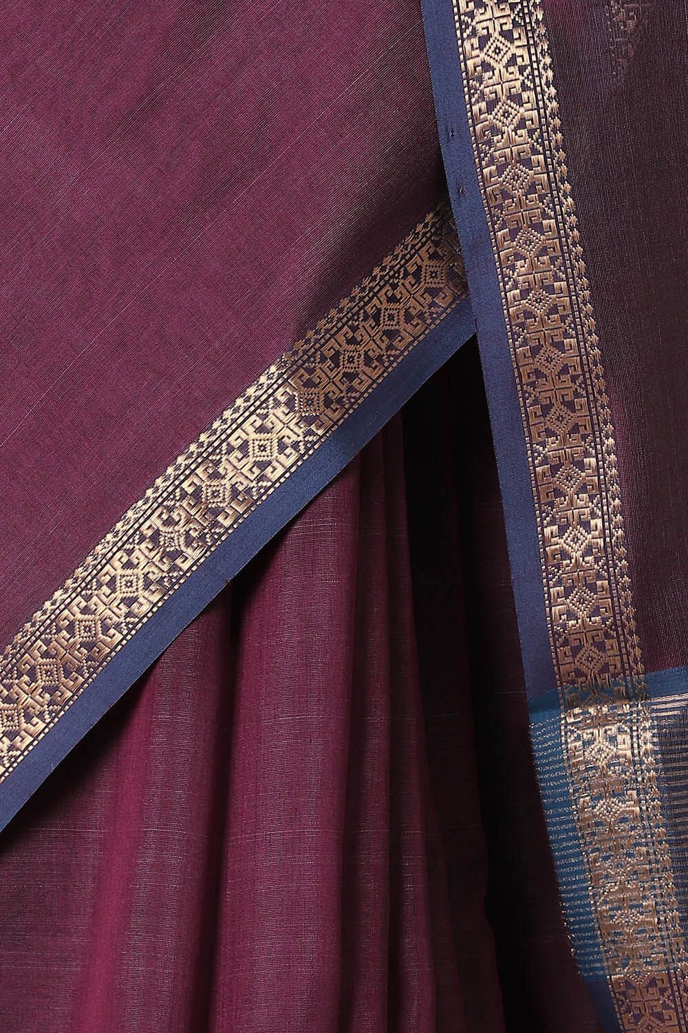 Dark Purple Pure Silk Cotton Maheswari Saree image number null