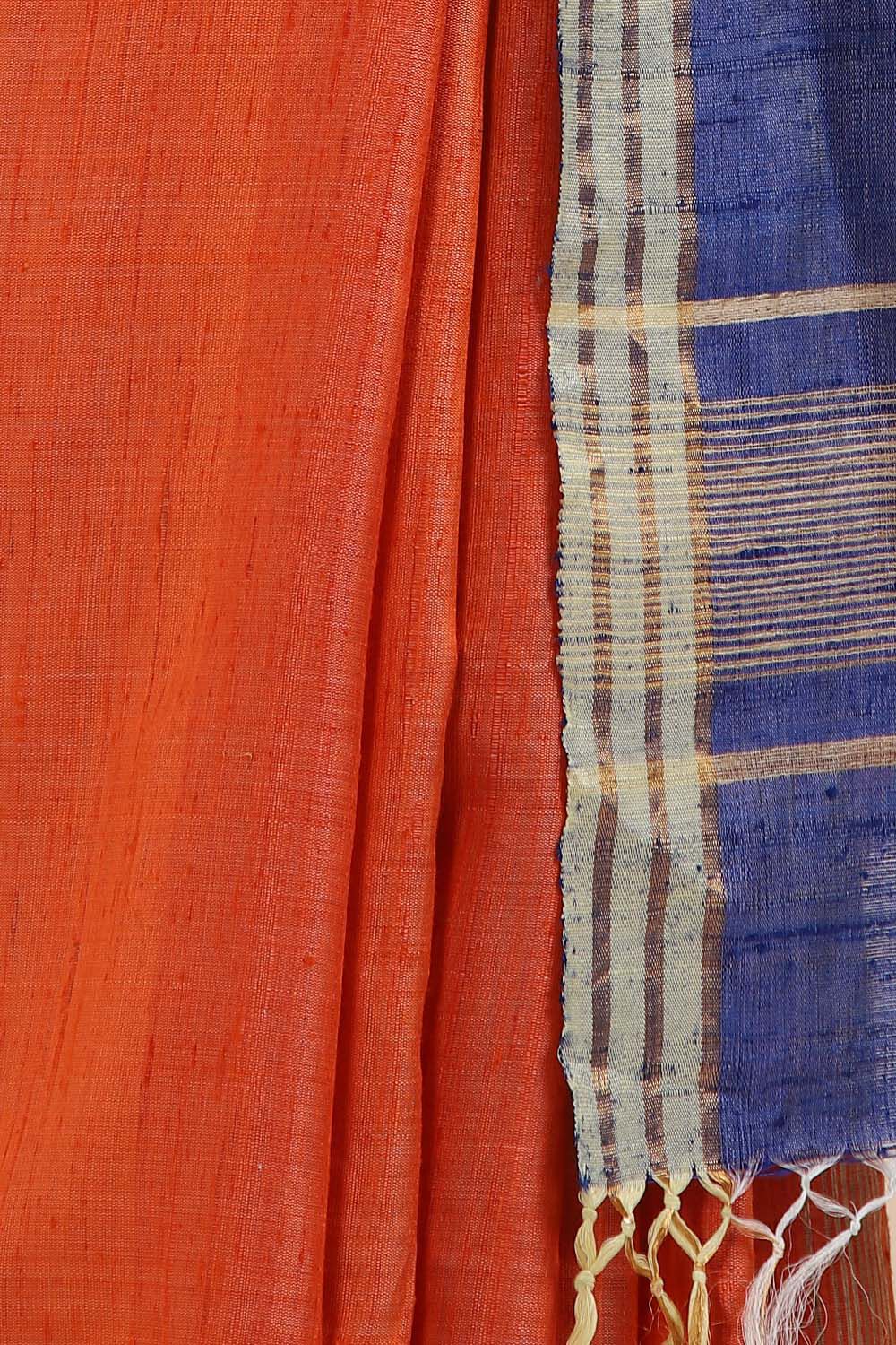 Orange Pure Tussar Silk Bhagalpuri Saree image number null