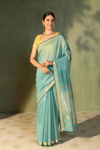 Light Blue Woven Pure Silk Cotton Maheshwari Saree thumbnail image number null