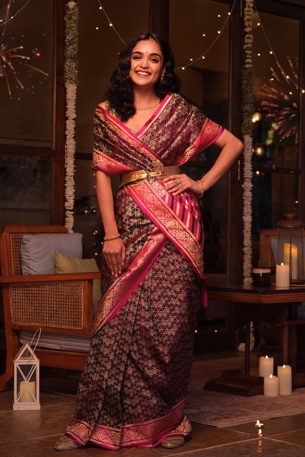 Dark Blue Pure Silk Banarasi Brocade Saree image number null