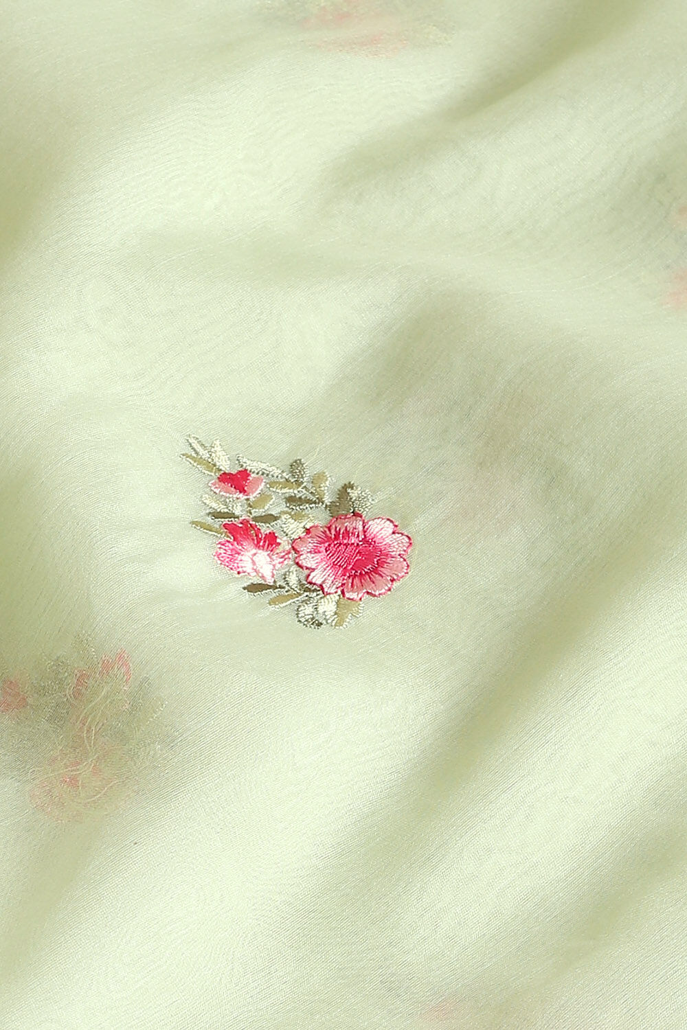 Light Pure Green Embroidered Saree image number null