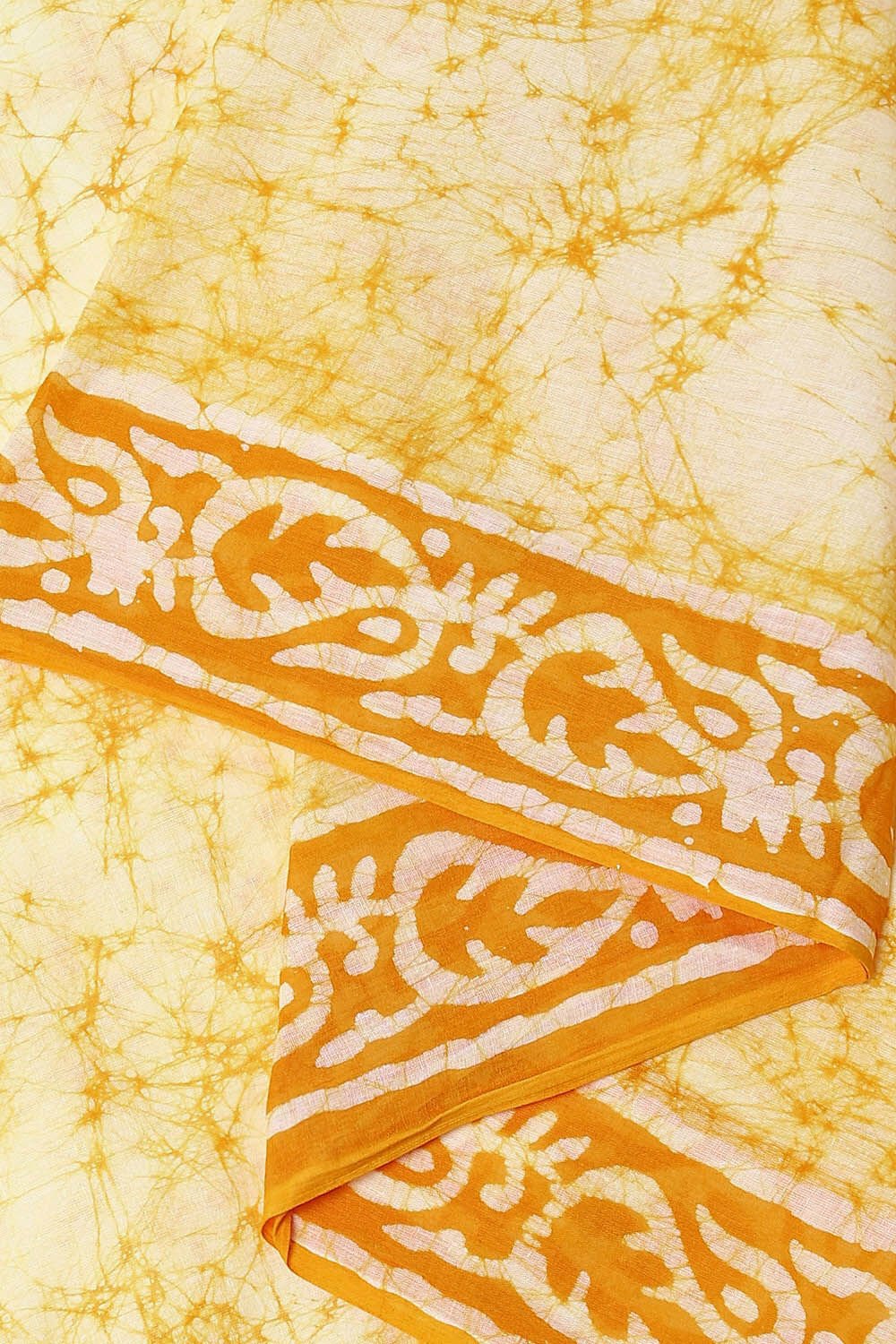 Yellow Pure Cotton Batik Saree image number null