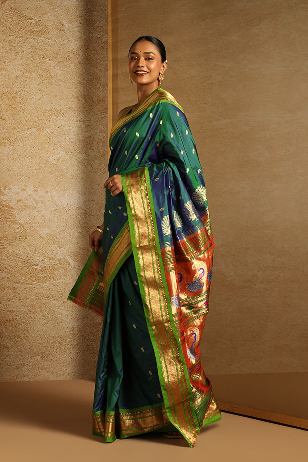 Green Pure Silk Paithani Saree image number null