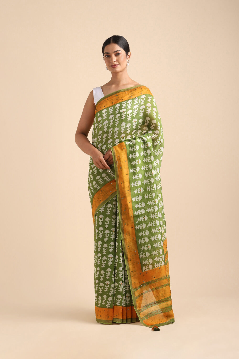 Green Pure Silk Cotton Chanderi Saree image number null