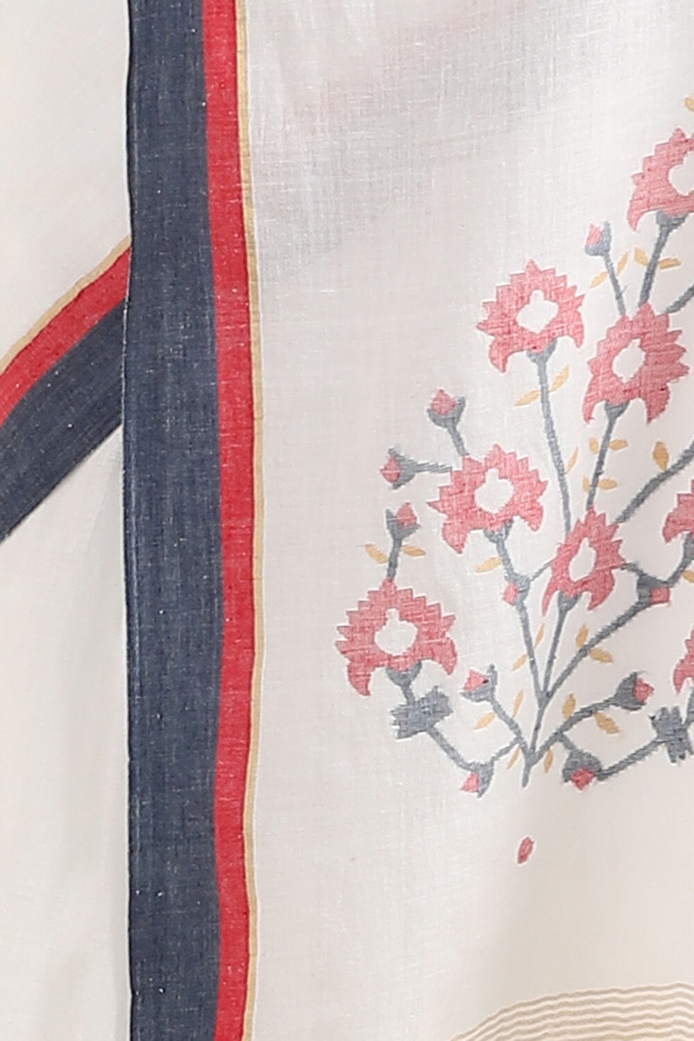 Off White Cotton Pure Khadi Jamdani Saree image number null
