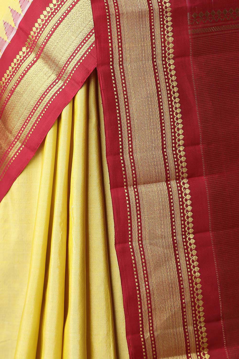 Yellow Pure Silk Kanjivaram Saree image number null
