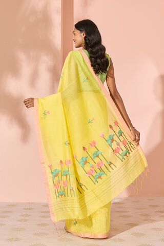 Yellow Jamdani Pure Silk Cotton Bengal Saree thumbnail image number null