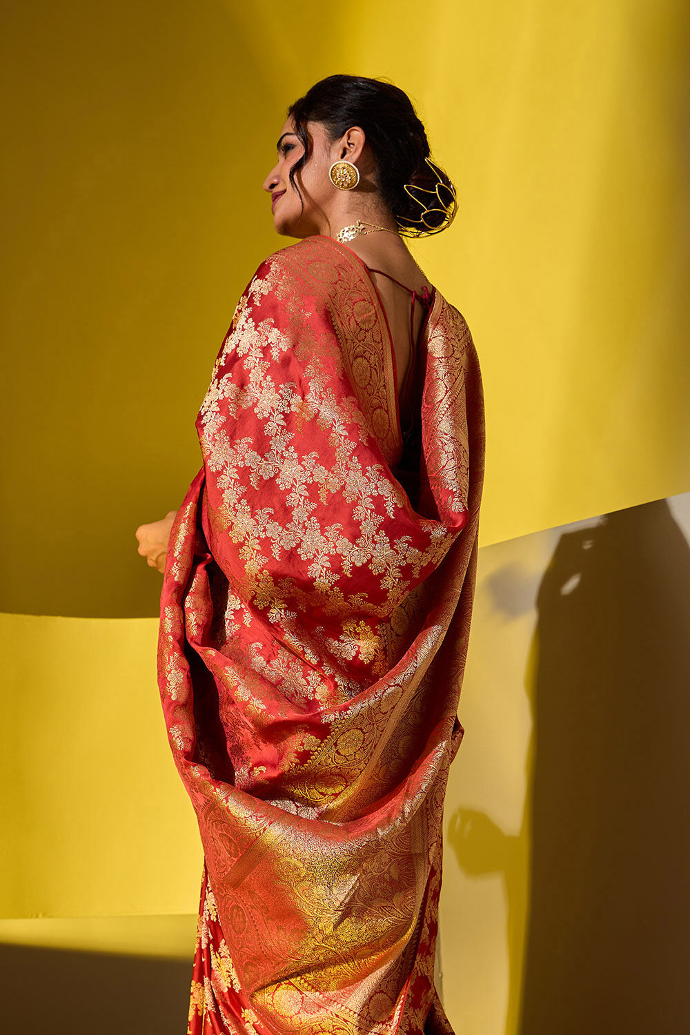 Orange Woven Viscose Saree image number null