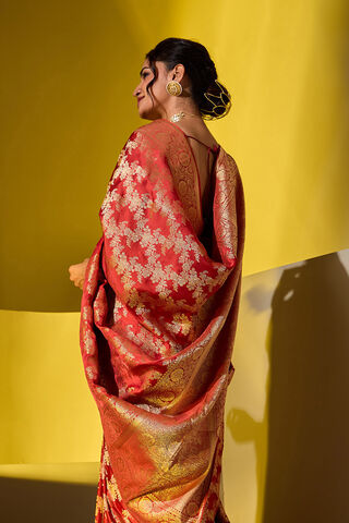 Orange Woven Viscose Saree thumbnail image number null