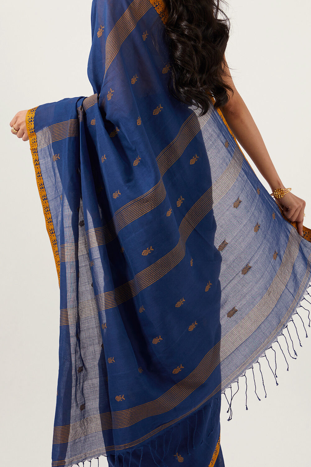 Blue Pure Cotton Bengal Saree image number null