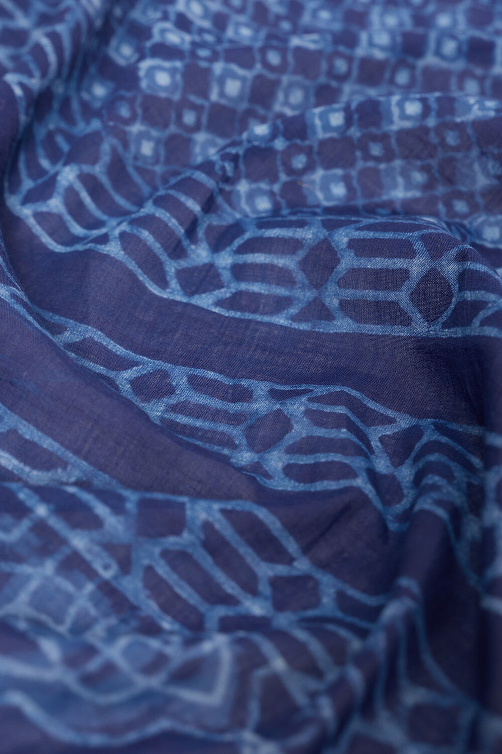 Blue Rajasthan Pure Cotton Dabu Block Printed Saree image number null