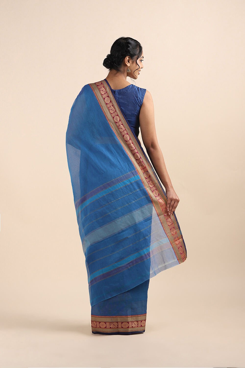 Blue Pure Cotton South Saree image number null