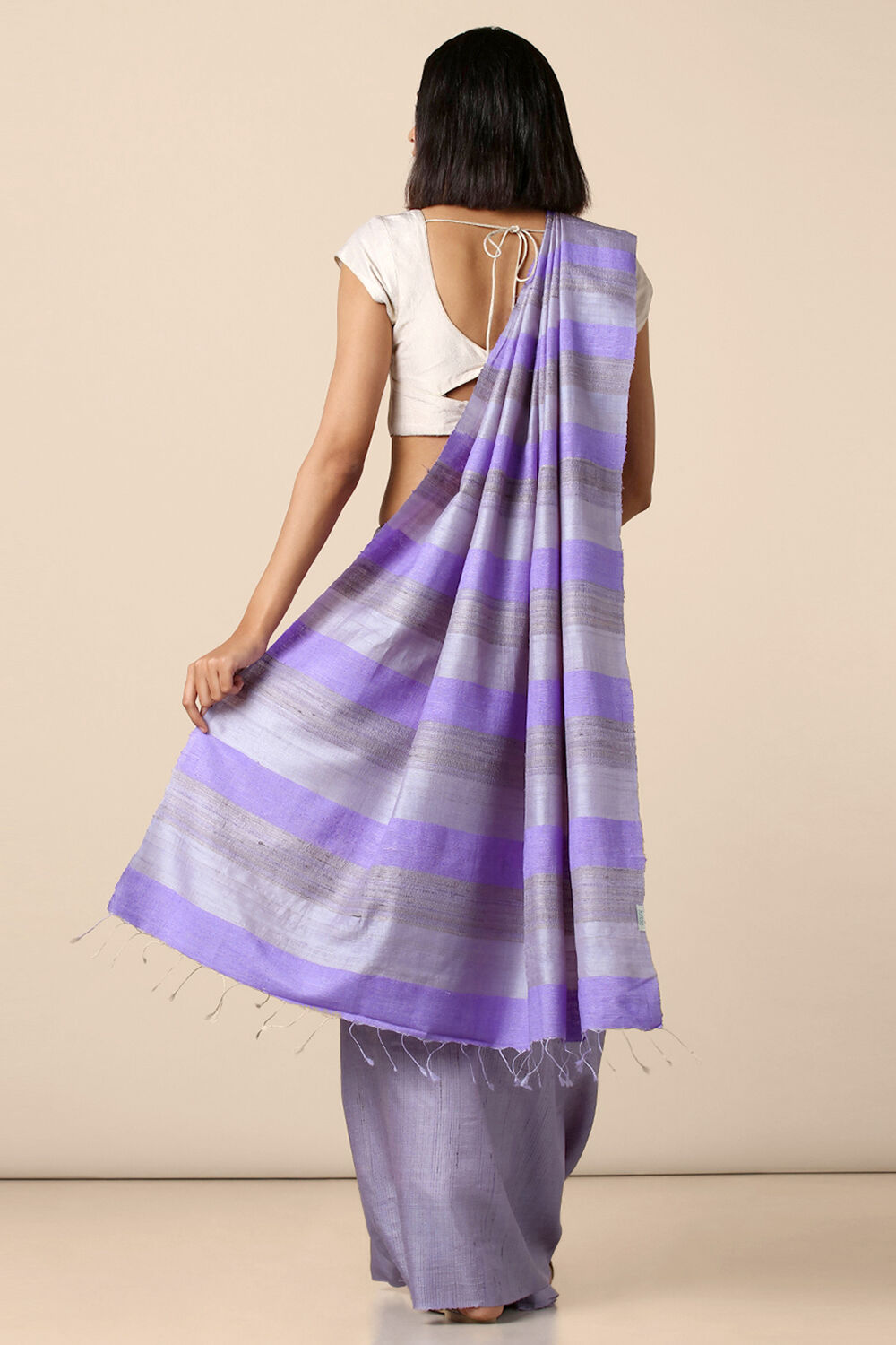 Violet Pure Tussar Silk Woven Saree image number null