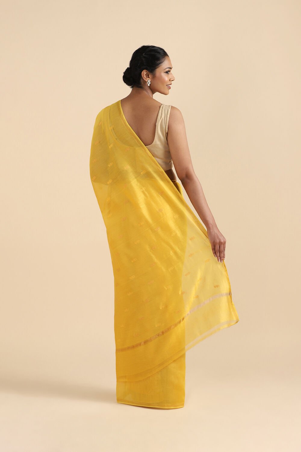 Light Yellow Pure Silk Cotton Embroidered Saree image number null