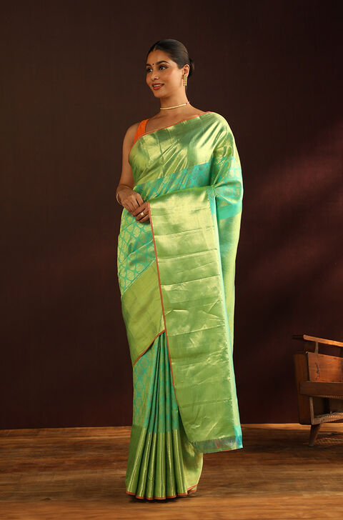 Green Kanjivaram Inspired Design Pure Silk Woven Saree