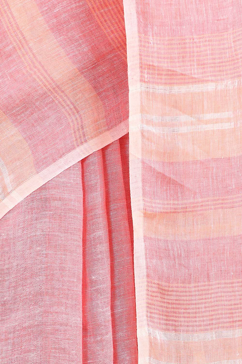 Pink Pure Linen Bengal Saree image number null