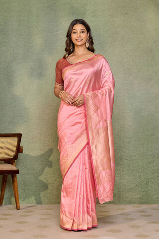 Light Pink Pure Silk Kadwa Banarasi Saree thumbnail image number null