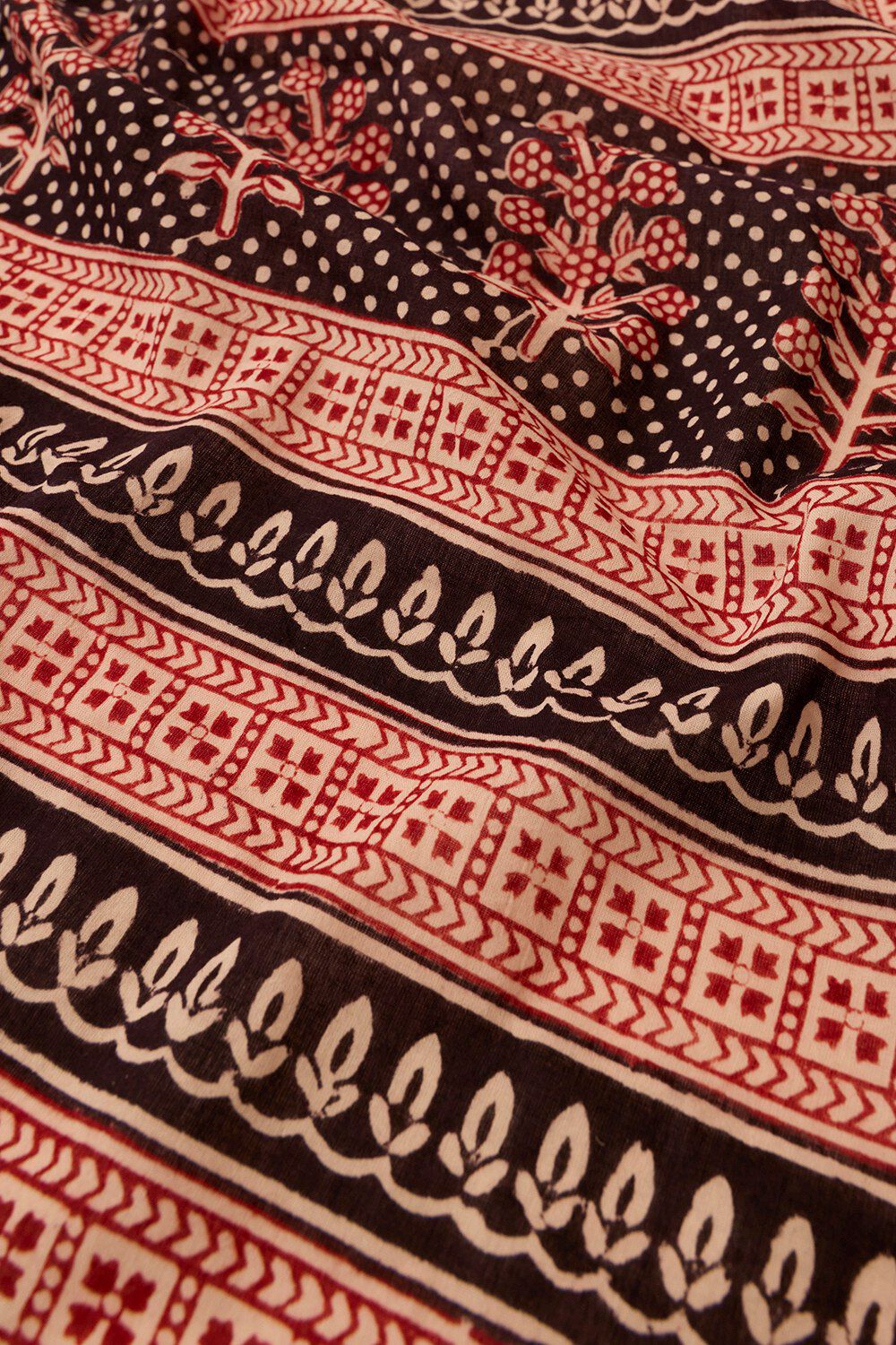 Red Bagh Block Printed Pure Cotton Saree image number null