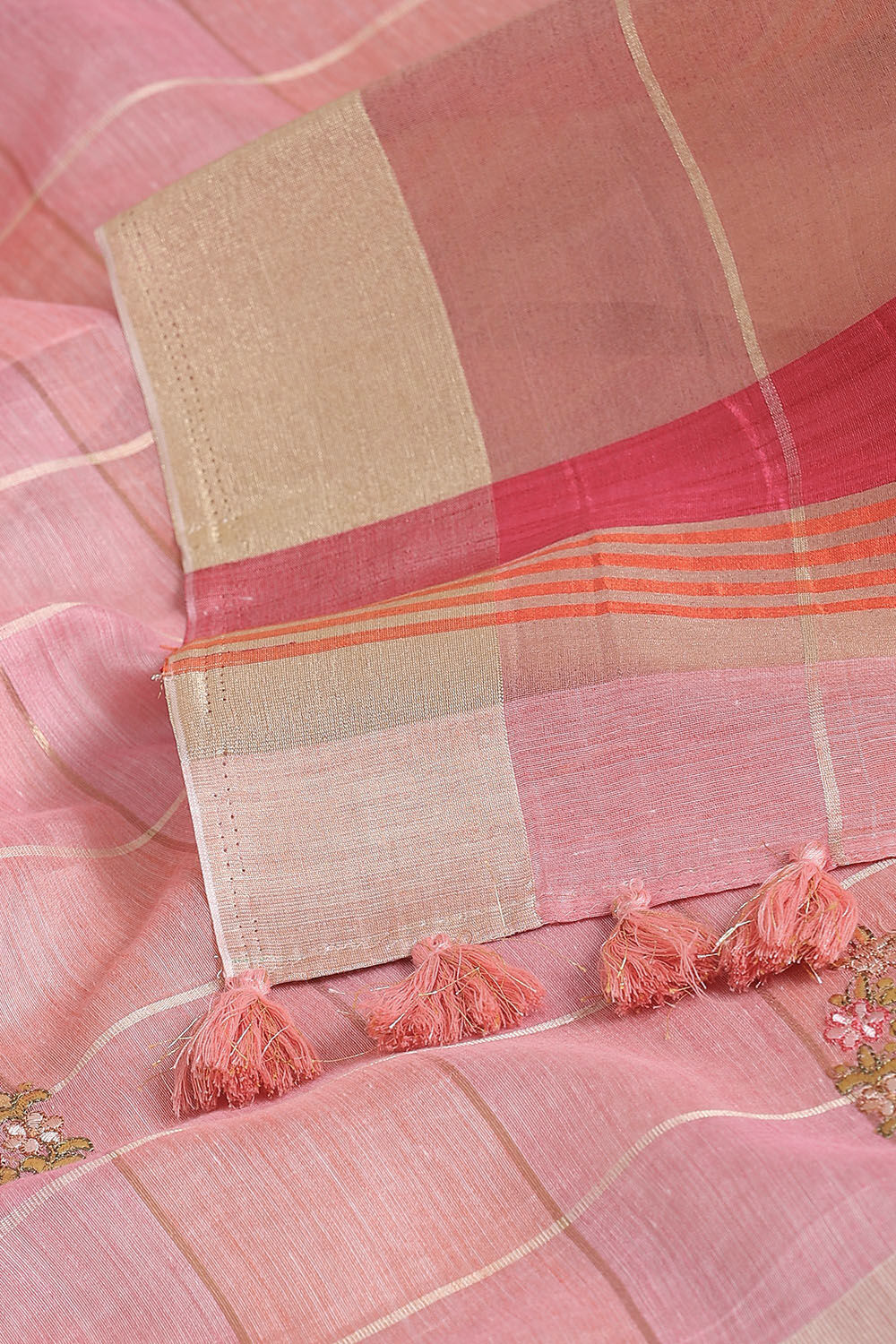 Pink Pure Embroidered Saree image number null