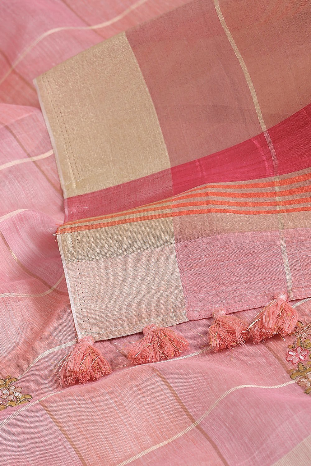 Pink Pure Embroidered Saree image number null