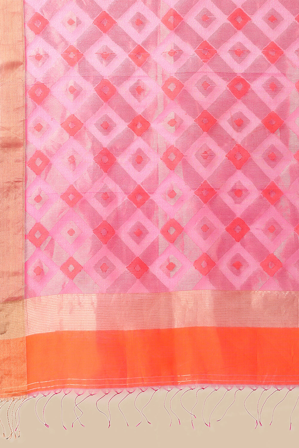 Orange Pure Silk Cotton Bengal Saree image number null