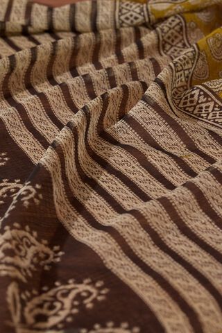 Yellow Rajasthan Bagru Block Printed Pure Cotton Kota Saree thumbnail image number null