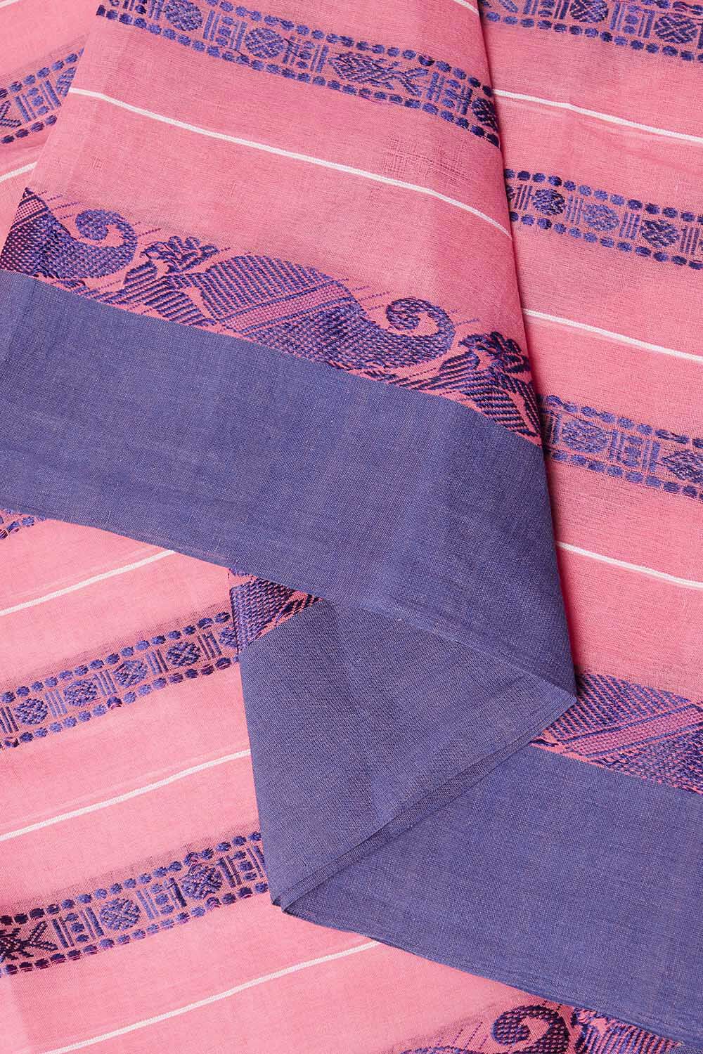 Light Pure Pink Cotton Bengal Saree image number null