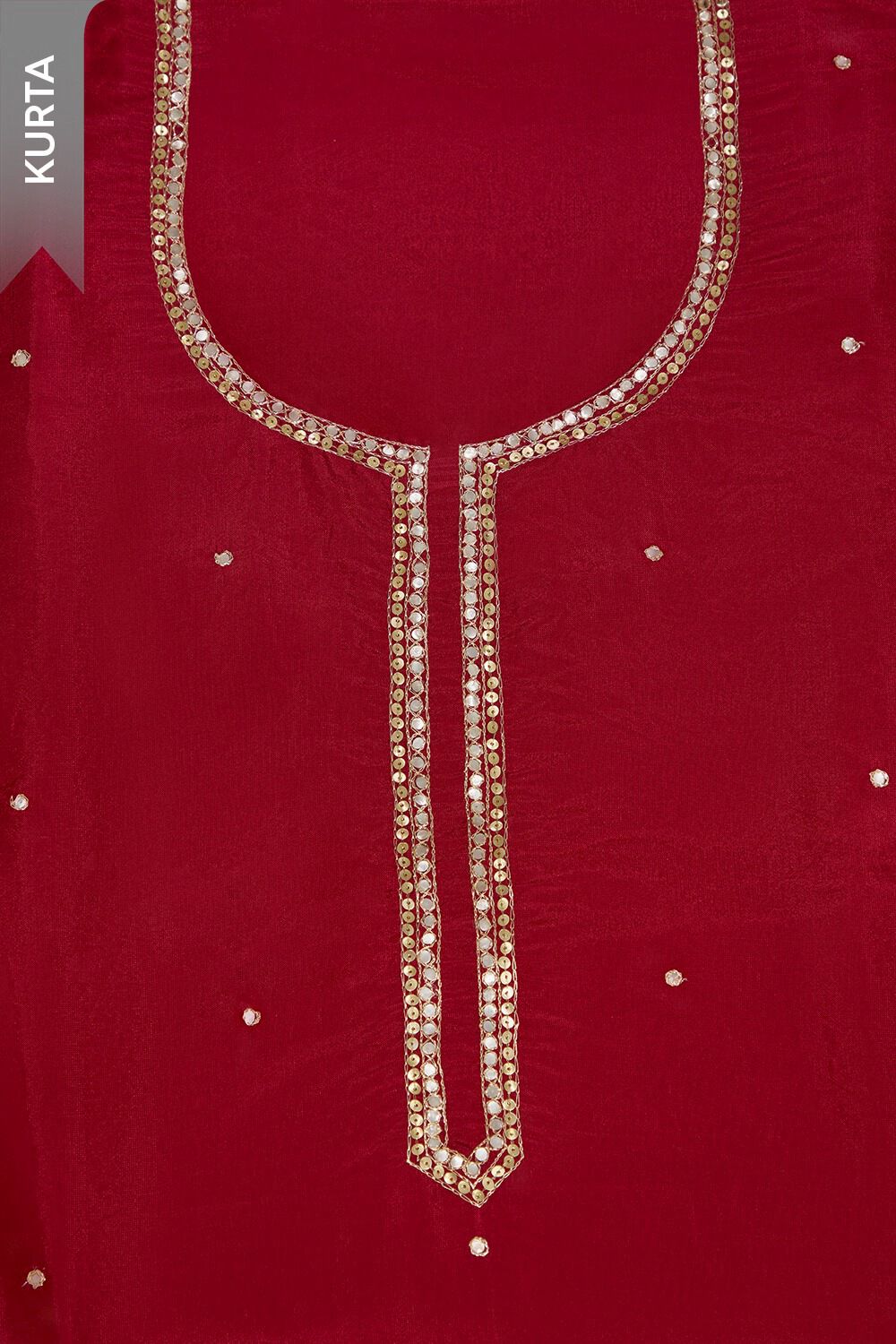 Red Viscose Gota Patti Unstitched Suit Set image number null