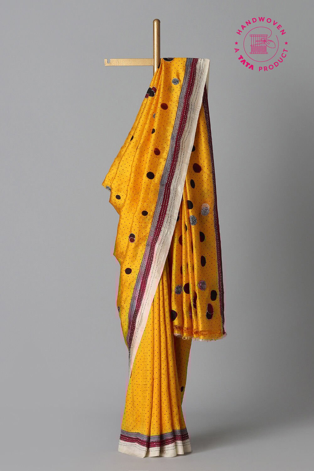Yellow Pure Silk Batik Saree image number null