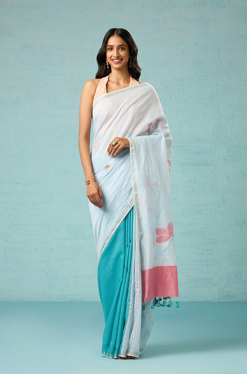 Blue Bengal Pure Silk Cotton Jamdani Saree